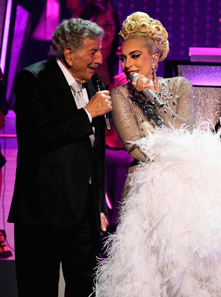 Lady Gaga performs with Tony Bennett during her 'JAZZ & PIANO' residency at Park Theater at Park MGM on January 20, 2019 in Las Vegas, Nevada