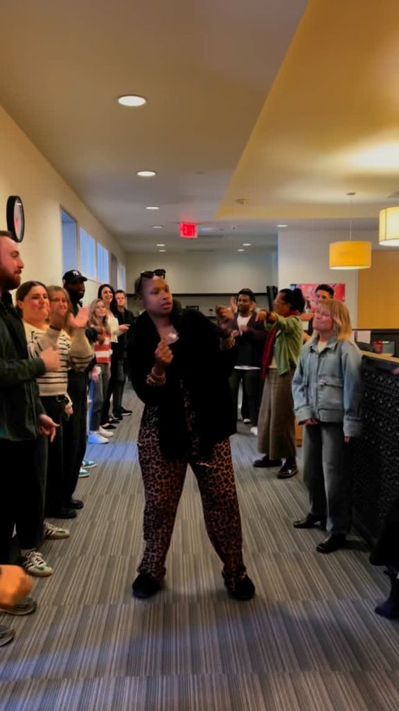 Jennifer Hudson dances alongside the team of "The Jennifer Hudson Show" in a clip shared on Instagram