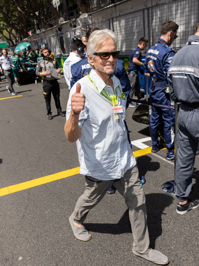 Michael Douglas enjoys the race at Monaco