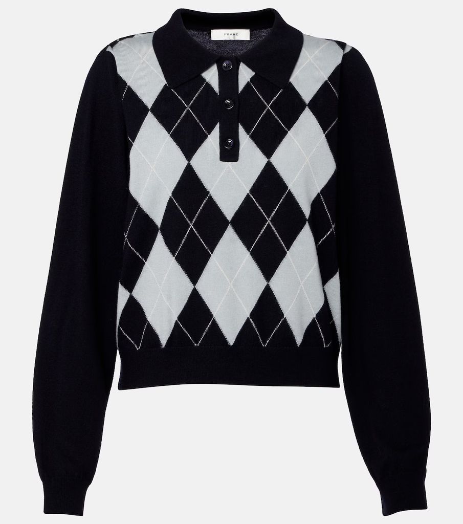 Argyle Wool-Blend Polo Sweater by frame