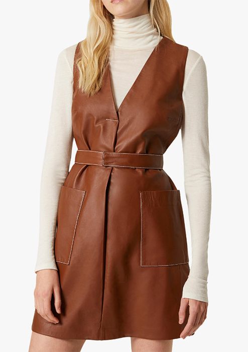 brown leather dress french connection john lewis