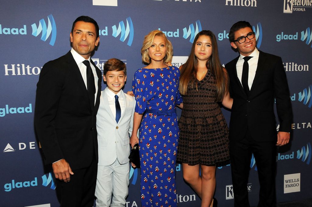 Mark Consuelos, Joaquin Consuelos, Kelly Ripa, Lola Consuelos and Michael Consuelos attend the 26th Annual GLAAD Media Awards