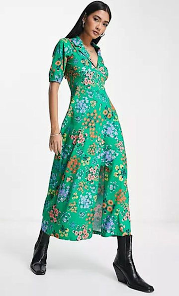 Queen Letizia debuts green Zara floral printed midi dress - Queen