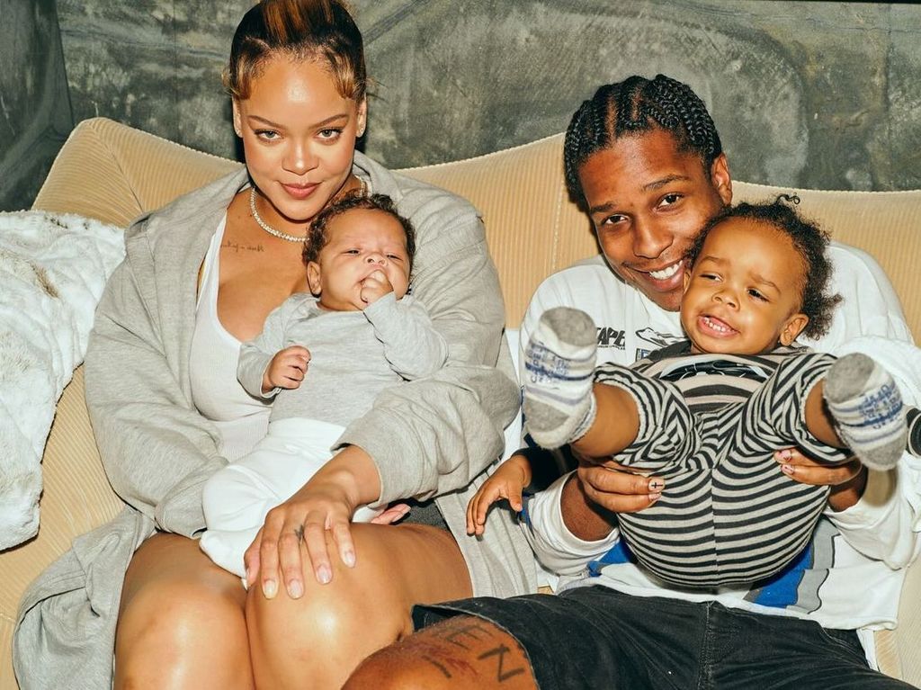 Rocky shares never before seen images of partner Rihanna and their two children RZA and Riot