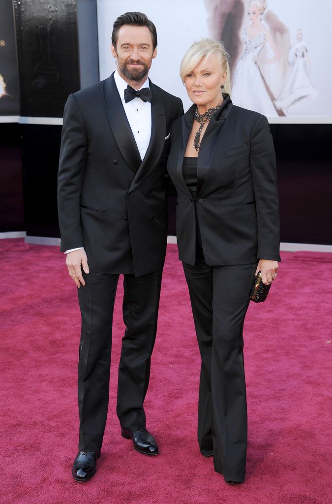 Hugh Jackman and wife Deborra-Lee Furness in matching suits on the red carpet