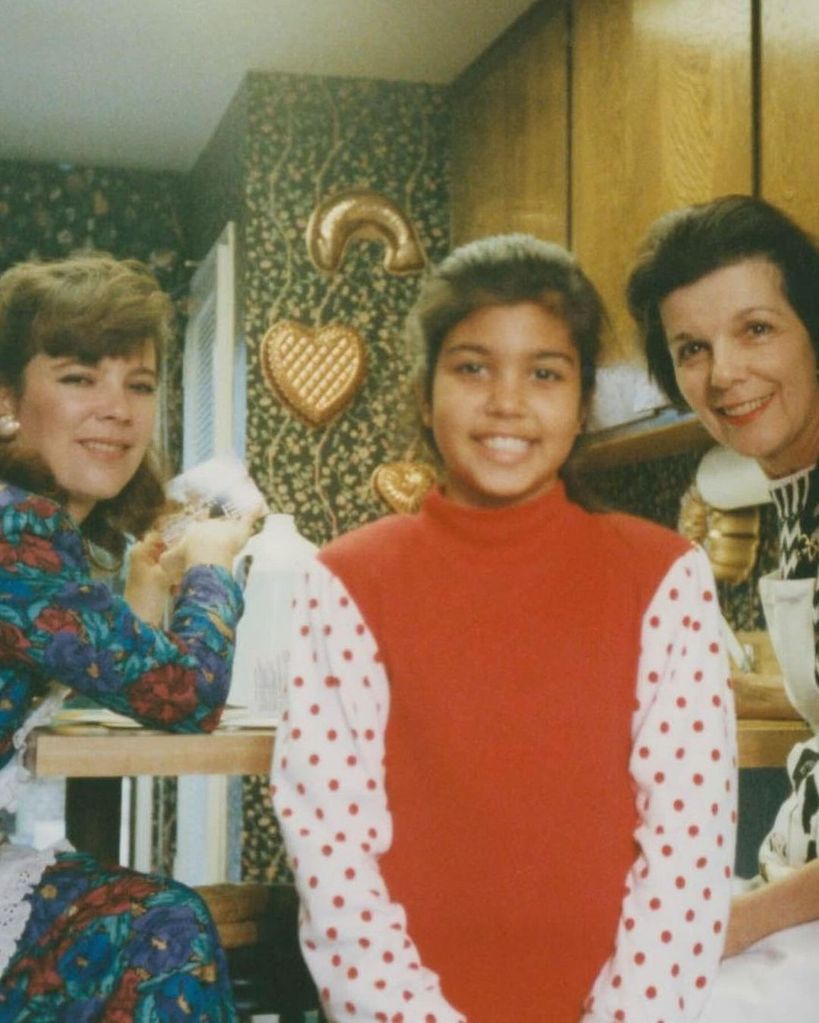 A young Kourtney Kardashian with aunt Karen and her grandmother MJ
