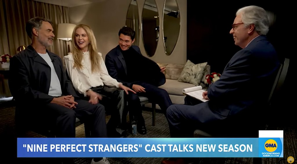 Nicole Kidman with Murray Bartlett and Henry Golding on GMA