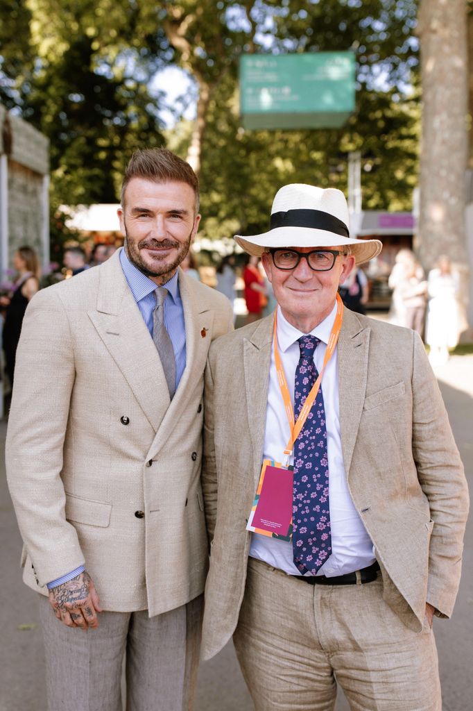 David Beckham and Mark Hedges (Editor-in-Chief of Country Life Magazine) at RHS Chelsea Flower Show