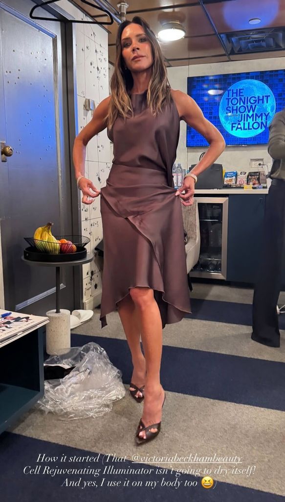 Victoria told Instagram fans that she uses a face product on her legs