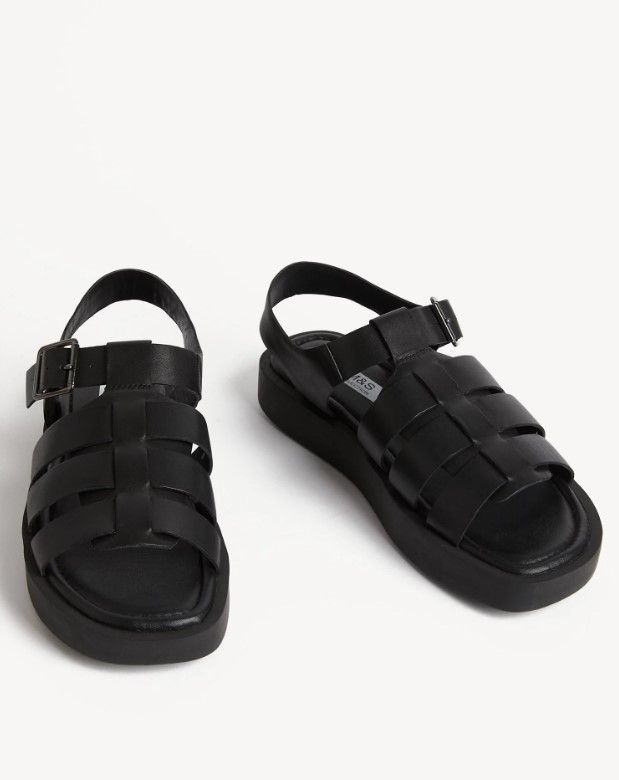 Leather Flatform Sandals - Marks and Spencer