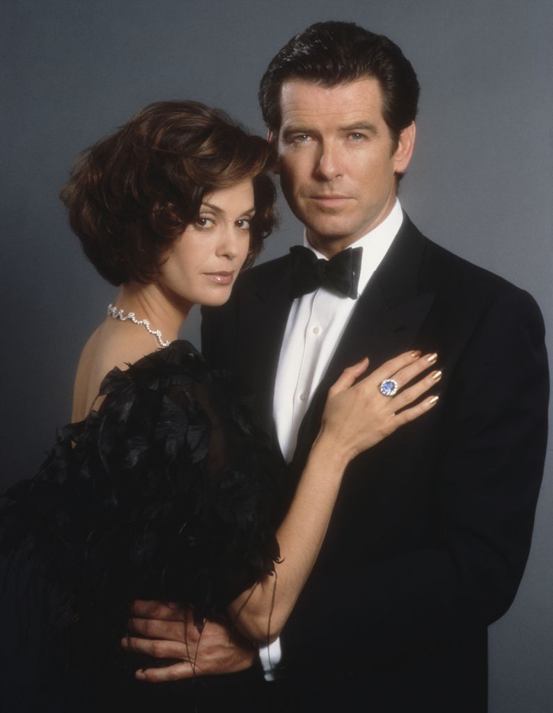 Irish actor Pierce Brosnan stars as 007 opposite actress Teri Hatcher as Paris Carver in the James Bond film 'Tomorrow Never Dies' 1997.  (Photo by Keith Hamshere/Getty Images) 