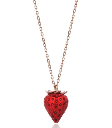 strawberry necklace on rose gold chain