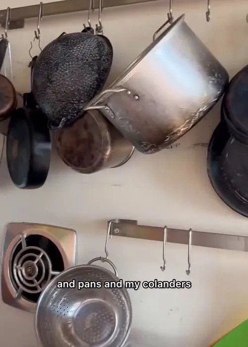 photo of pots and pans inside cynthia nixon kitchen