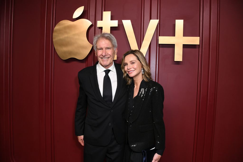 LOS ANGELES, CALIFORNIA - JANUARY 15: Harrison Ford (L) and Calista Flockhart seen at the Apple TV+ Emmy Awards post ceremony reception at Mother Wolf on January 15, 2024 in Los Angeles, California. (Photo by Jc Olivera/Getty Images for Apple TV+)