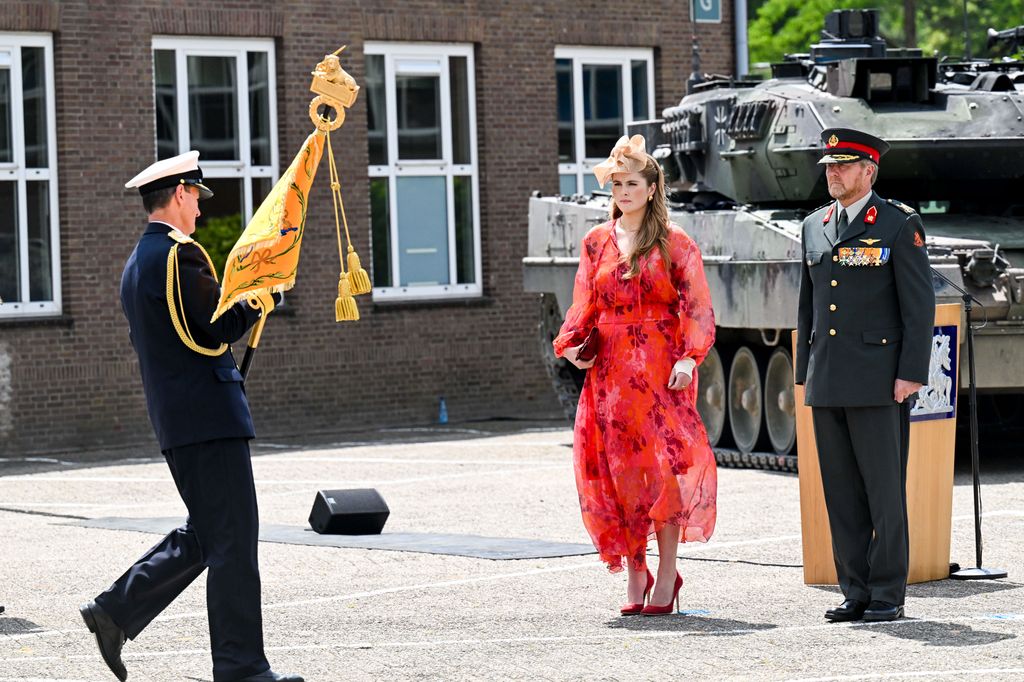 King Willem-Alexander, Princess Amalia during the presentation of the new standard to the Regiment Huzaren Princess Catharina-Amalia