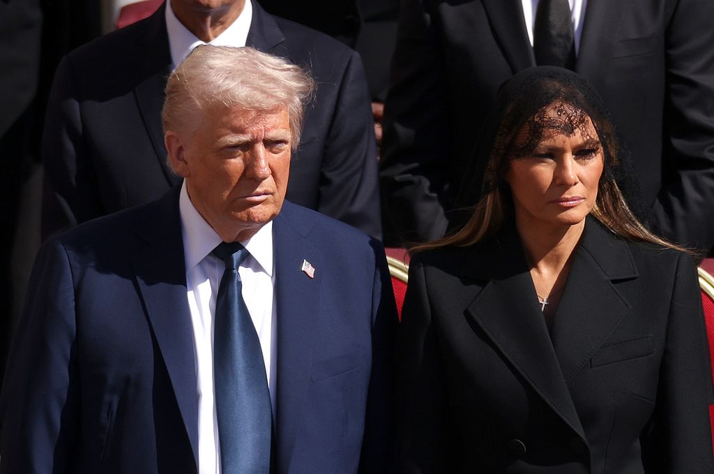 donald and melania trump at pope francis funeral