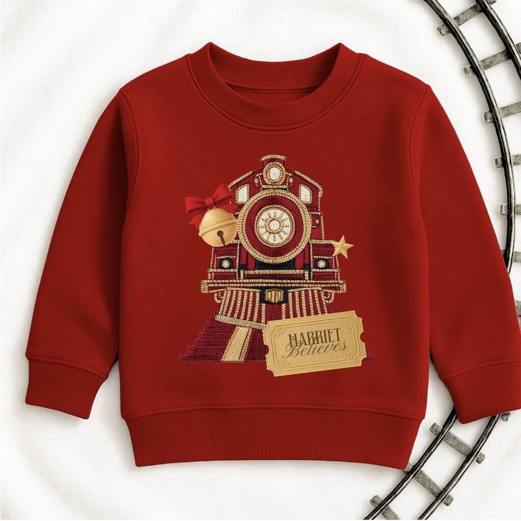Personalised Polar Express Believe Christmas Jumper