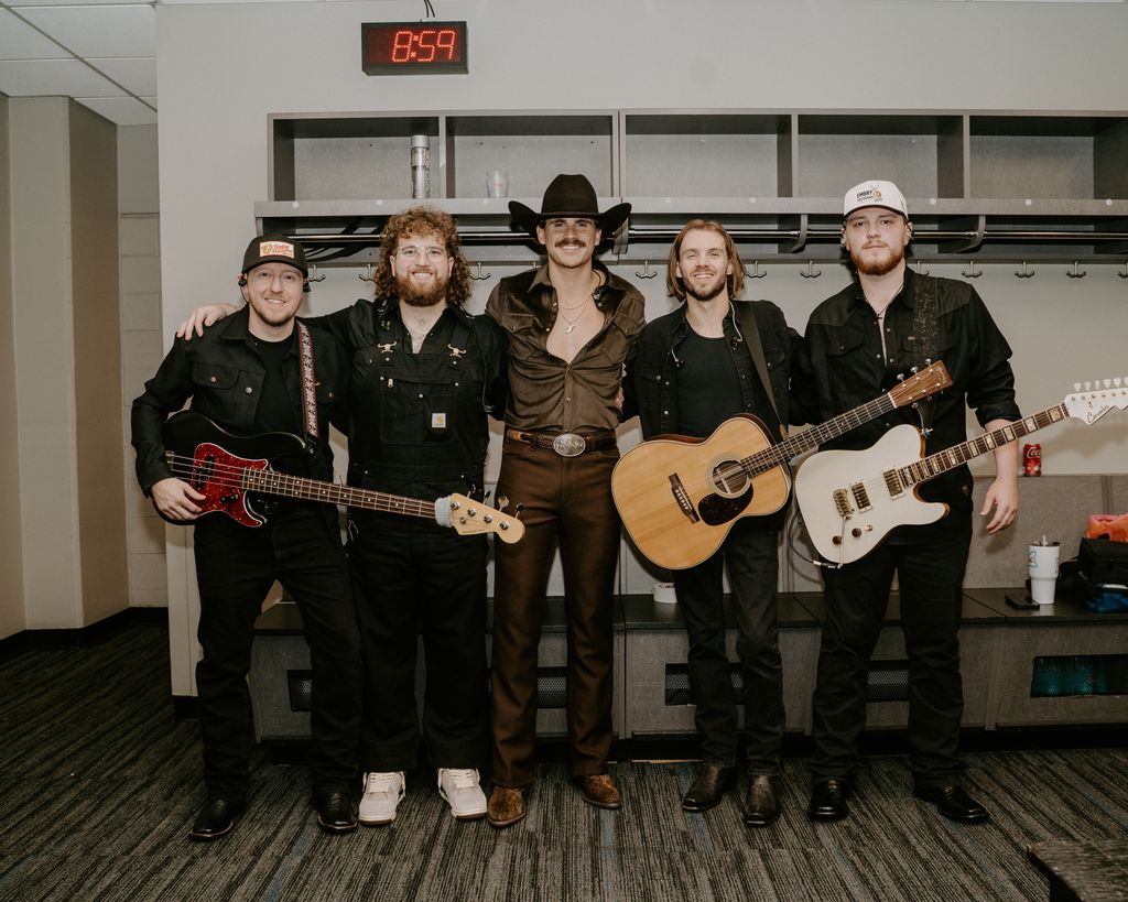 Tucker Wetmore with his band backstage at the 2025 CMA Awards