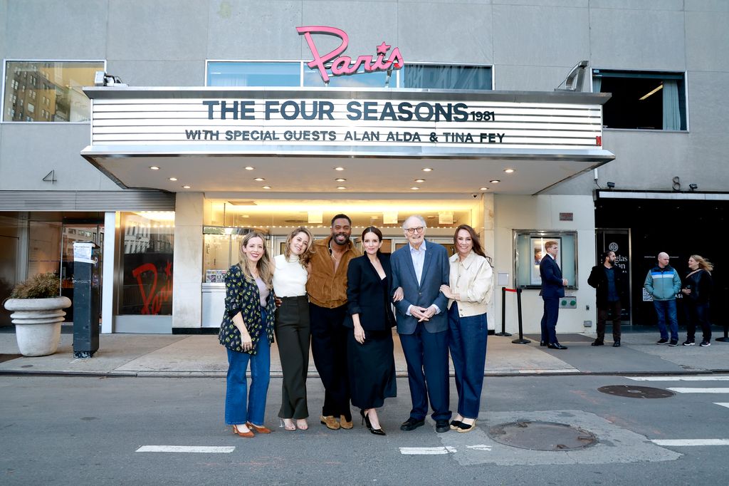 Lang Fisher, Erika Henningsen, Colman Domingo, Tina Fey, Alan Alda, and Tracey Wigfield attend a special screening of the 1981 Original The Four Seasons Film at Paris Theater on April 27, 2025 in New York City