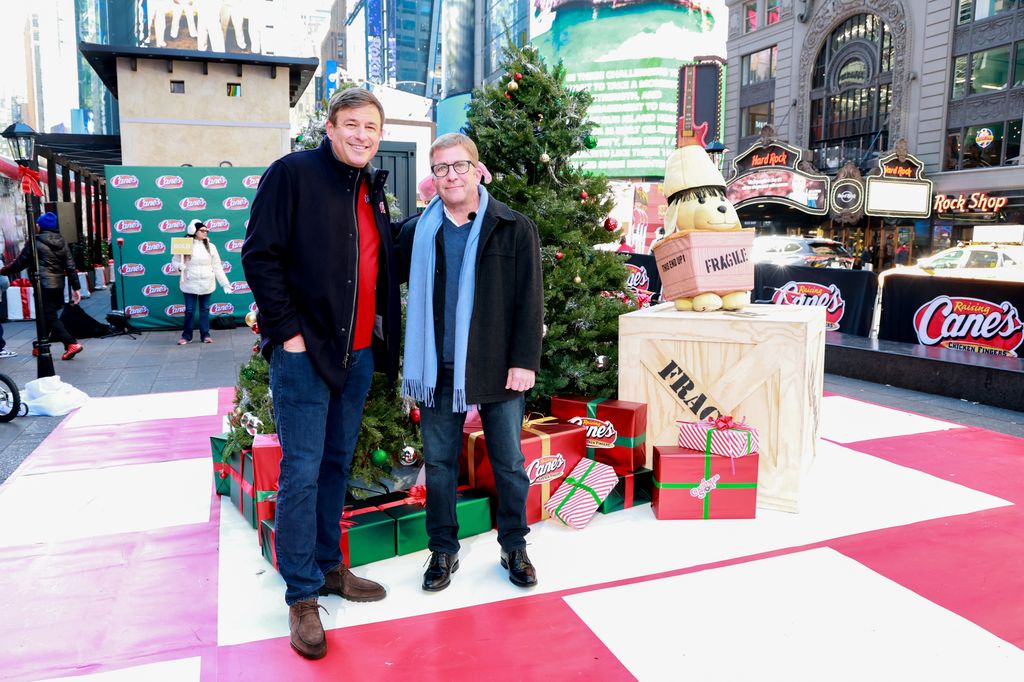 A Christmas Story star Peter Billingsley joins Raising Cane's owner and founder Todd Graves in Times Square for annual bike giveaway to Harlem Boys & Girls Club