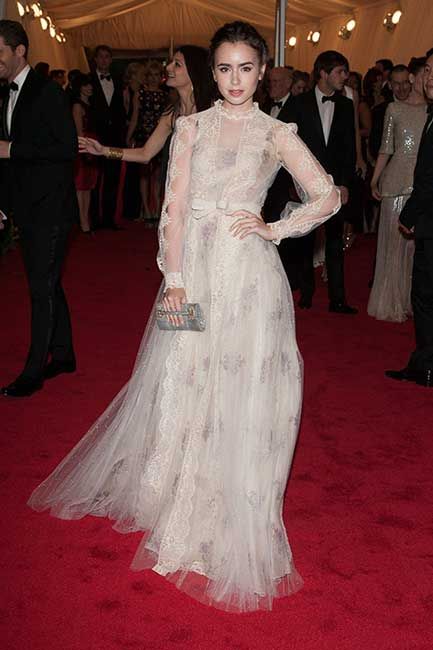 lily collins tulle dress