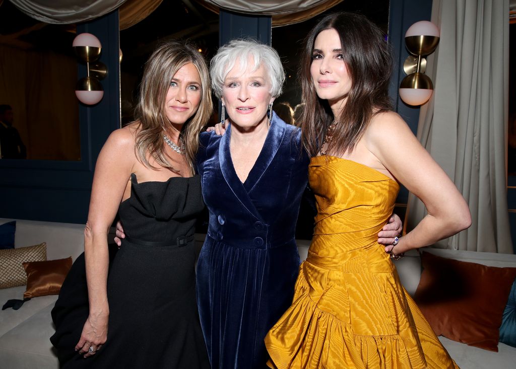 Jennifer Aniston, Glenn Close and Sandra Bullock attend the Netflix 2020 Golden Globes After Party at The Beverly Hilton Hotel on January 05, 2020 in Beverly Hills, California.