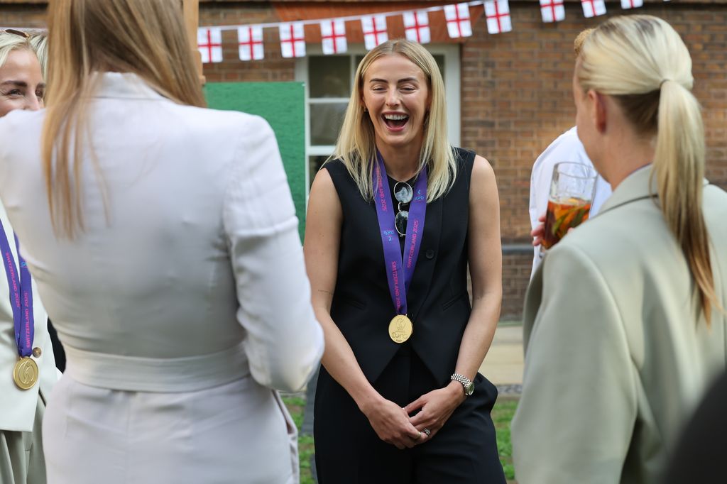 Chloe Kelly smiling at the football reception at downing street 