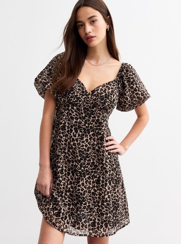 novo visual vestido estampado leopardo 