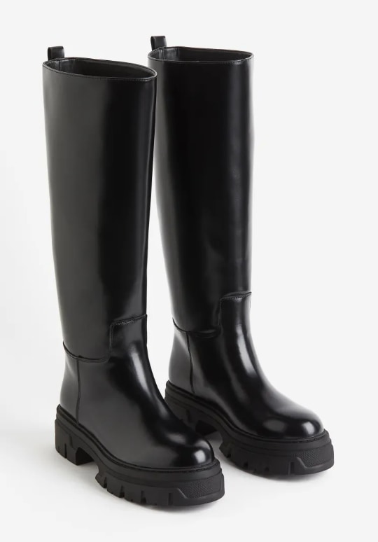 h and m chunky knee high boots 