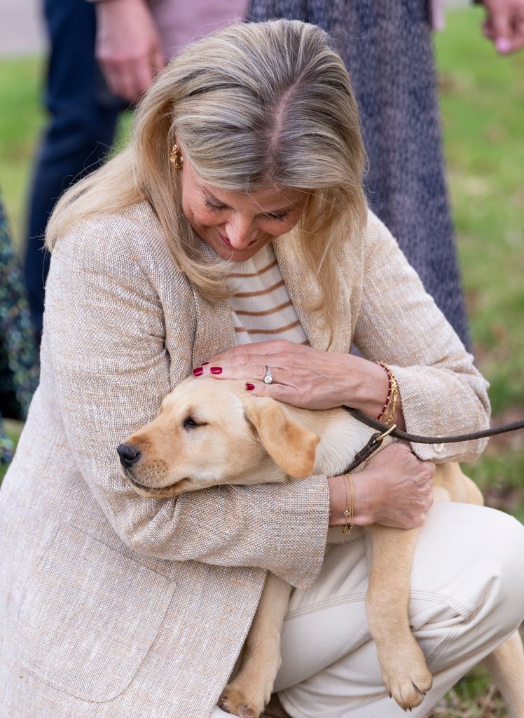 Duchess Sophie strokes puppy