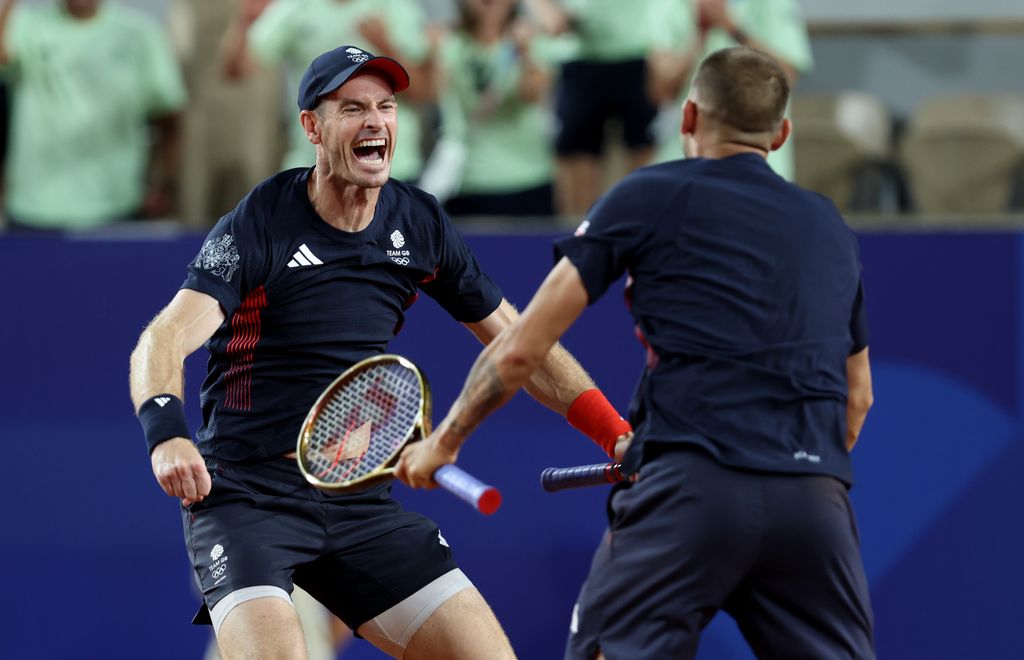 Andy and Dan celebrating after making in through to the quarter-finals at the Paris Olympics