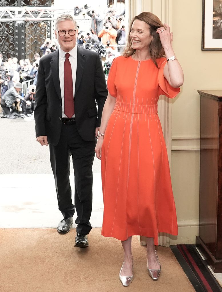 British PM Keir Starmer and his wife Victoria Starmer at Downing Street