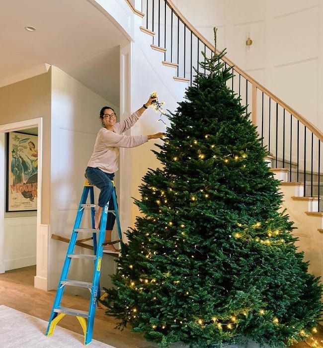 bruce willis entrance in house with huge christmas tree