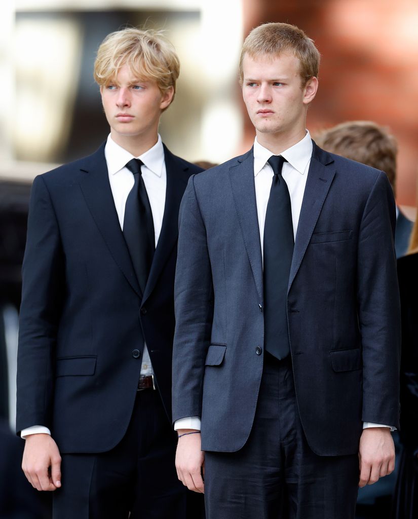 Albert and his brother, Leopold, (left) at the Duchess of Kent's funeral
