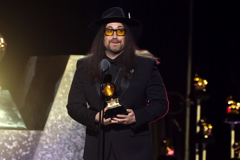 Sean Ono Lennon accepts the Best Rock Performance award on behalf of The Beatles 2025