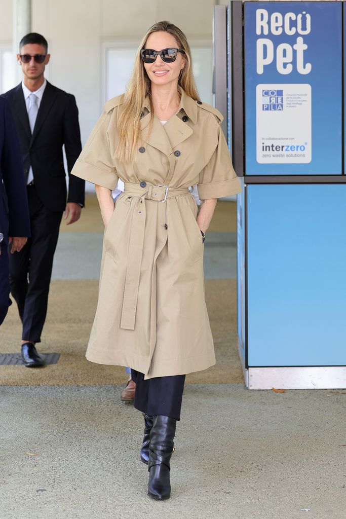 Angelina Jolie is seen arriving ahead of the 81st Venice International Film Festival 2024 on August 27, 2024 in Venice, Italy. (Photo by Jacopo Raule/GC Images)