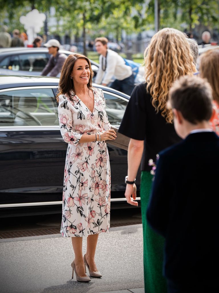 Princess Marie wearing floral dress in Copenhagen