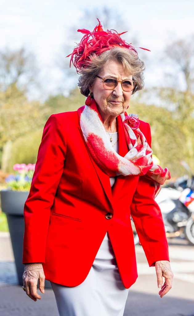 Princess Margriet in a red outfit