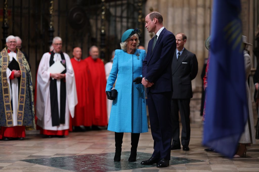 Queen Camilla and Prince William arrive at Commonwealth Day service