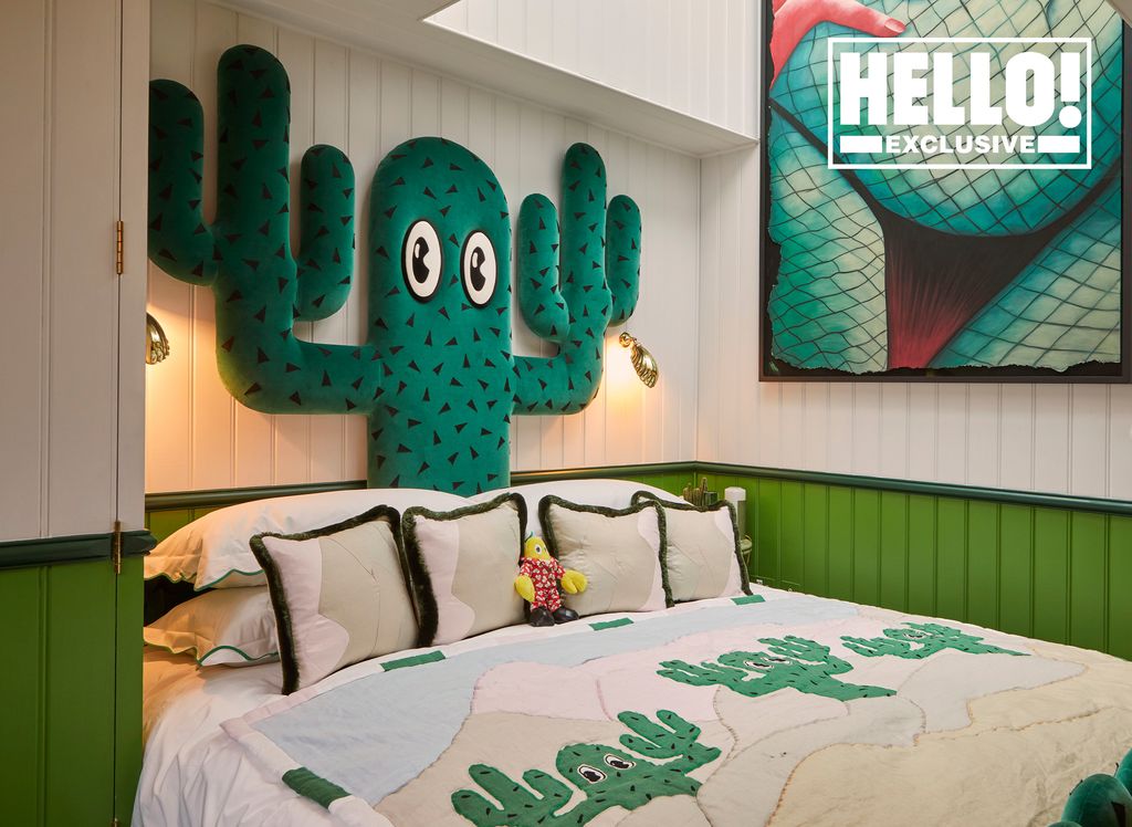 Charlotte and Philip Colbert's cactus bedroom in East London