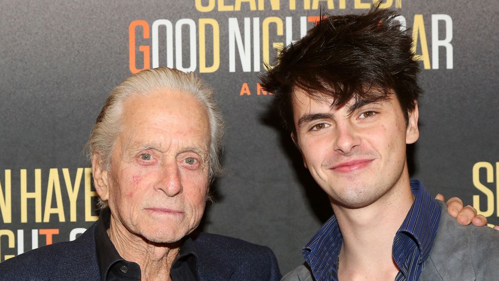Michael and Dylan Douglas at the Goodnight, Oscar opening night on Broadway