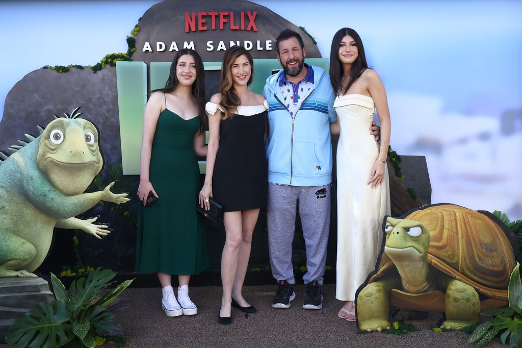 Sadie Sandler, Jackie Sandler, Adam Sandler, and Sunny Sandler attend Netflix's "Leo" LA Premiere at Westwood Regency Village Theater on November 19, 2023 in Los Angeles, California