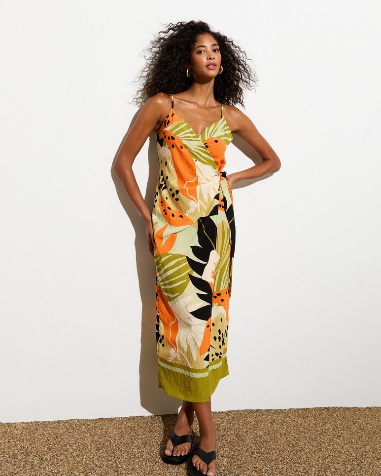 new look tummy flattering tropical print dress