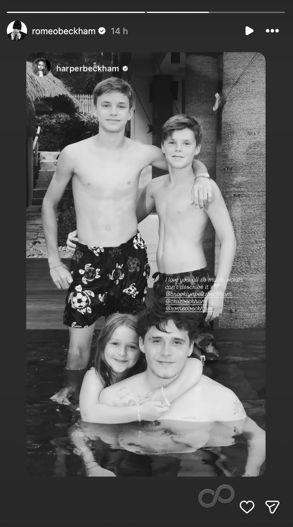 Harper Beckham tend un rameau d'olivier à son frère Brooklyn pour la Saint-Valentin