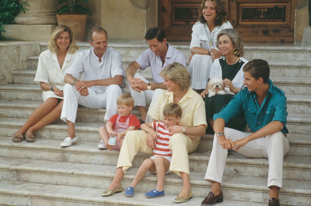 Charles, Diana, William and Harry holidaying with Spanish royals in 1987