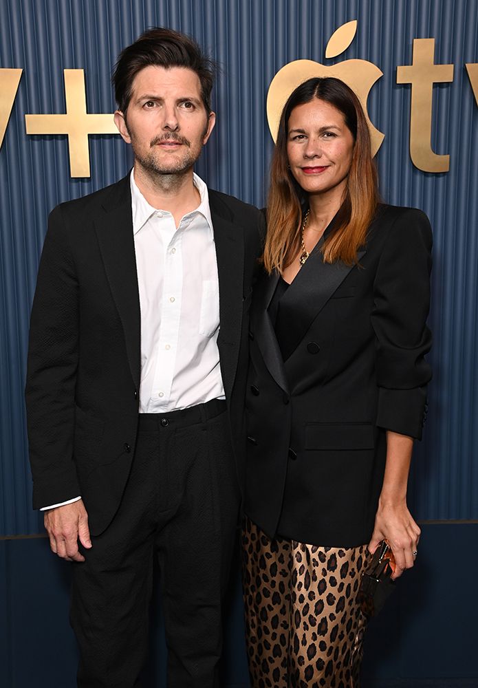 Adam Scott and Naomi Scott attend the Apple TV + Primetime Emmy Party in 2024