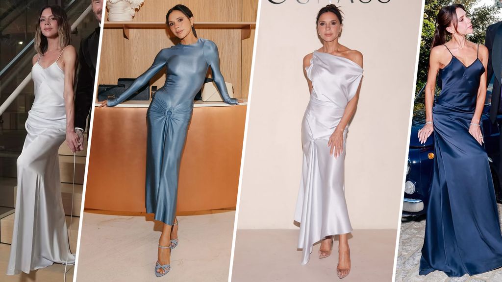 Victoria Beckham and the many satin dresses from her own label