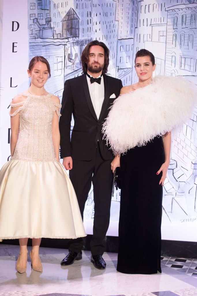 Princess Alexandra of Hanover, Dimitri Rassam and Charlotte Casiraghi arrive at the Rose Ball 2018 To Benefit The Princess Grace Foundation at Sporting Monte-Carlo on March 24, 2018 in Monte-Carlo, Monaco. 