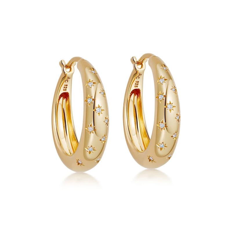 Gold Celestial Star Hoops