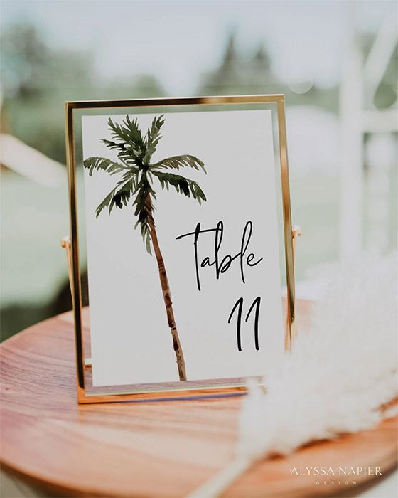 Palm tree table numbers